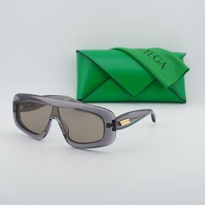 Bottega Veneta BV1281S 003 Shield Sunglasses - Transparent Grey/Brown
